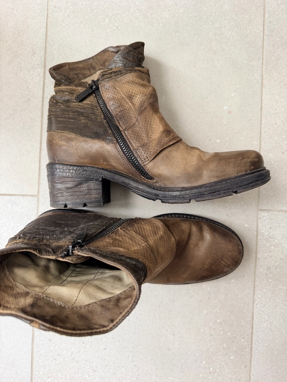 A.S.98 Italian Leather Patchwork Biker Boots EU 38 - Picture 14 of 16